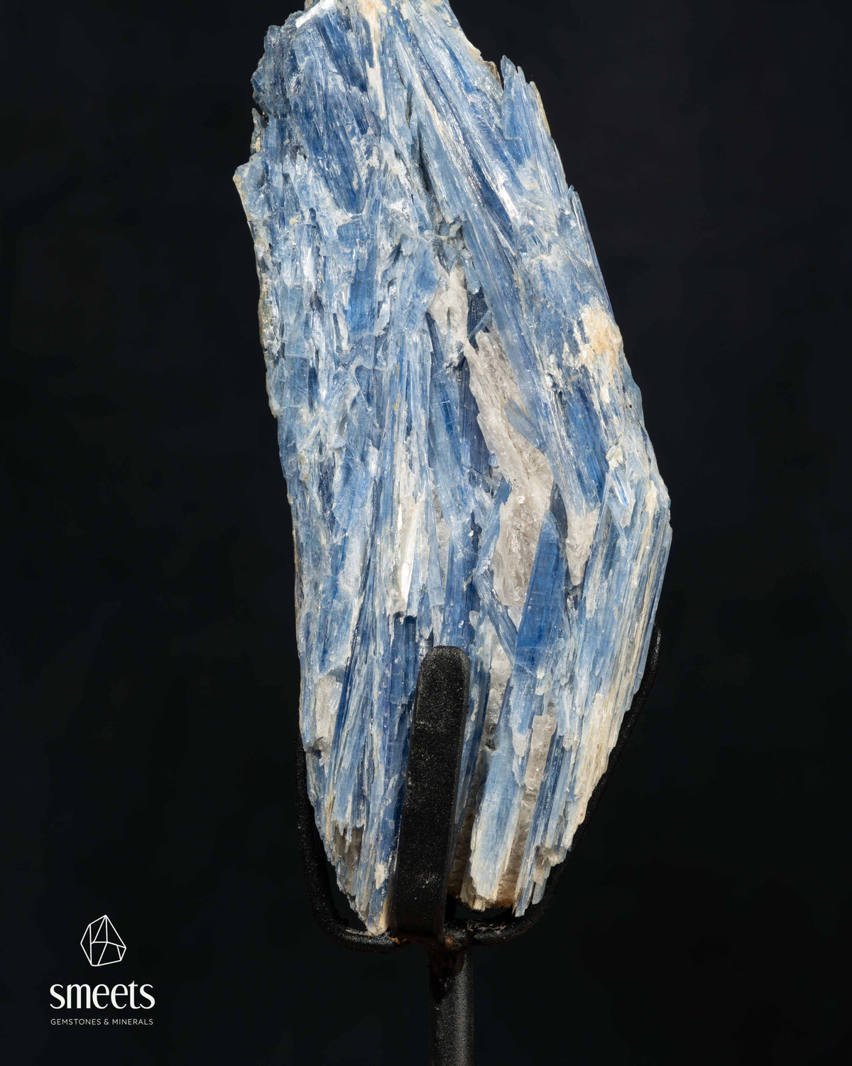 Beautiful Natural Blue Kyanite Crystal Formation on Metal Stand