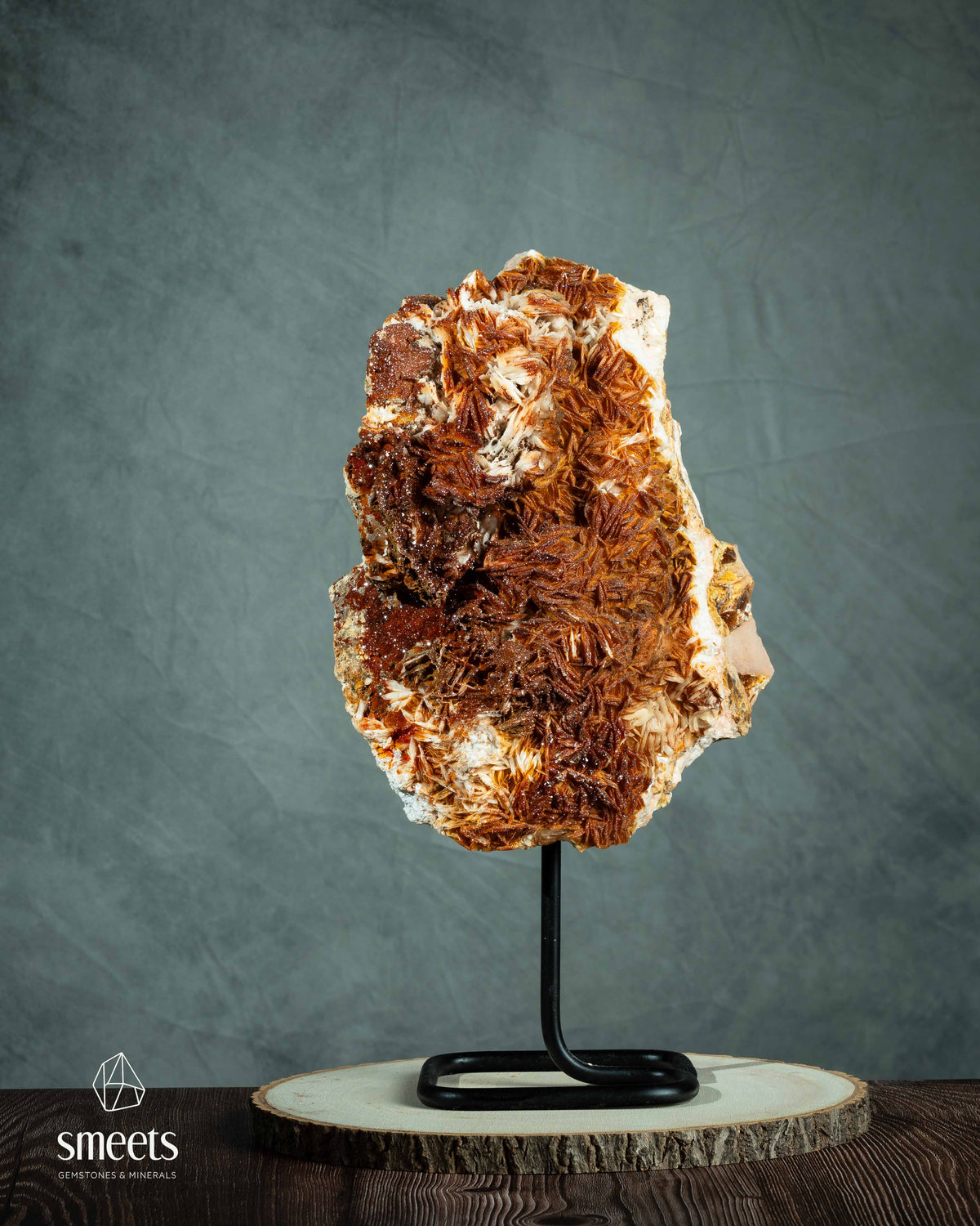 Large Moroccan Vanadinite on Barite Specimen on Stand