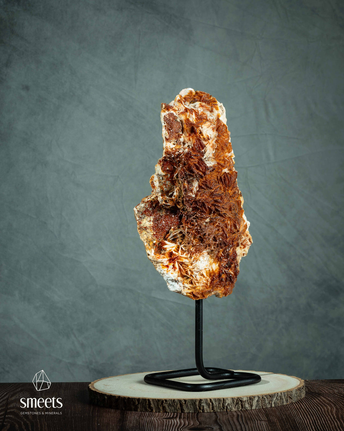 Large Moroccan Vanadinite on Barite Specimen on Stand