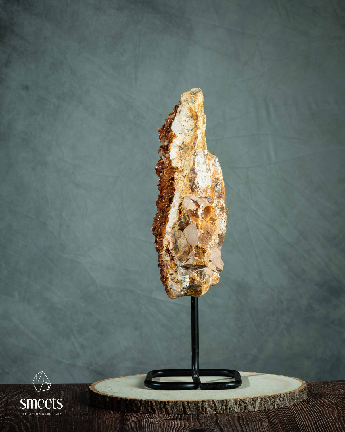 Large Moroccan Vanadinite on Barite Specimen on Stand
