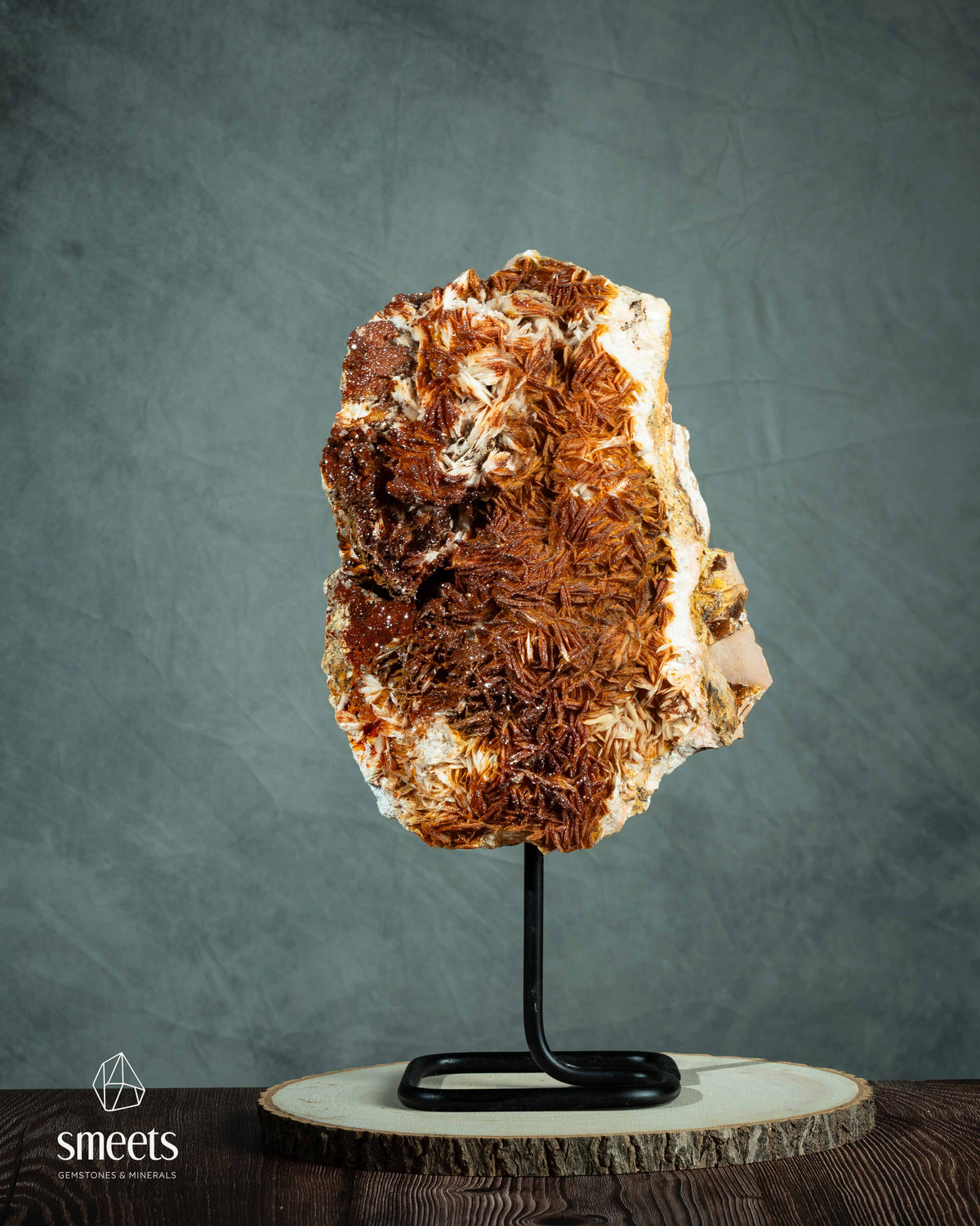 Large Moroccan Vanadinite on Barite Specimen on Stand