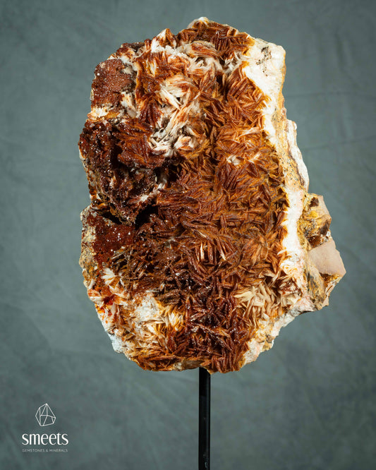 Large Moroccan Vanadinite on Barite Specimen on Stand