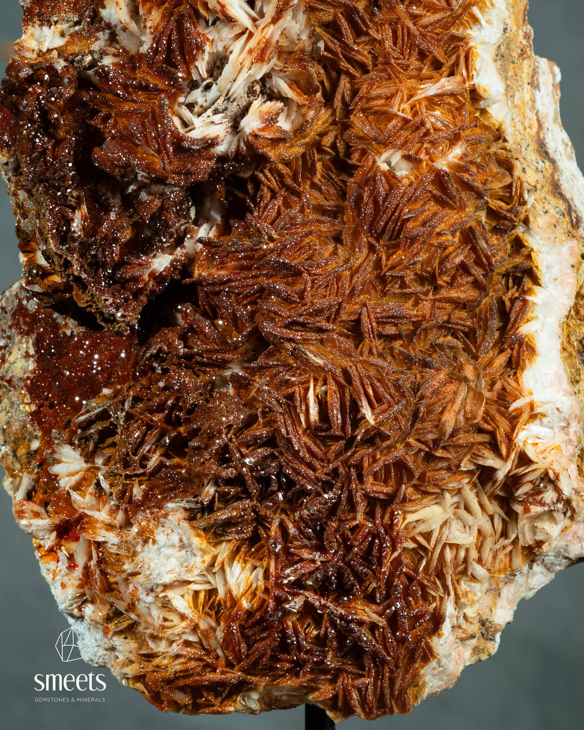 Large Moroccan Vanadinite on Barite Specimen on Stand