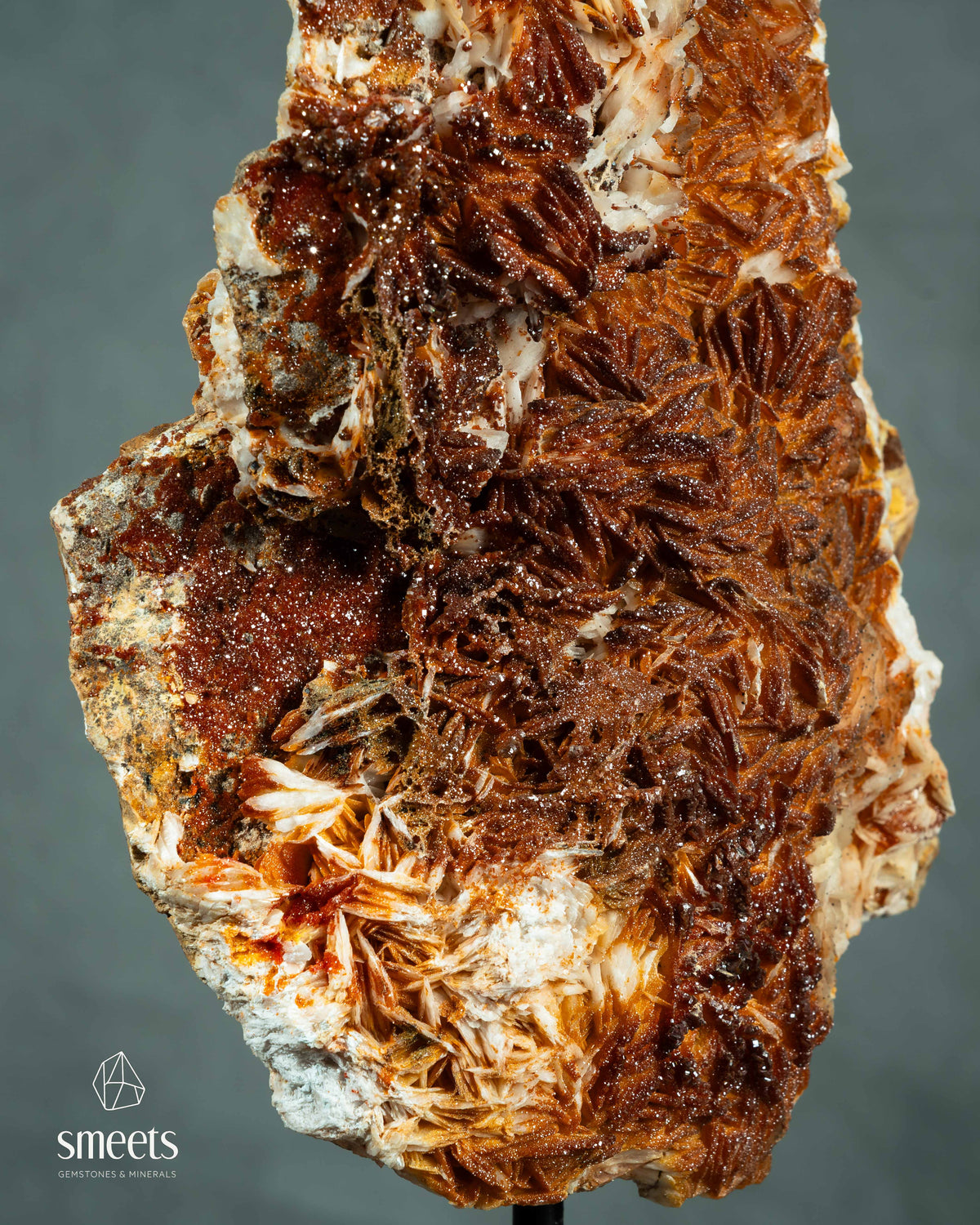 Large Moroccan Vanadinite on Barite Specimen on Stand