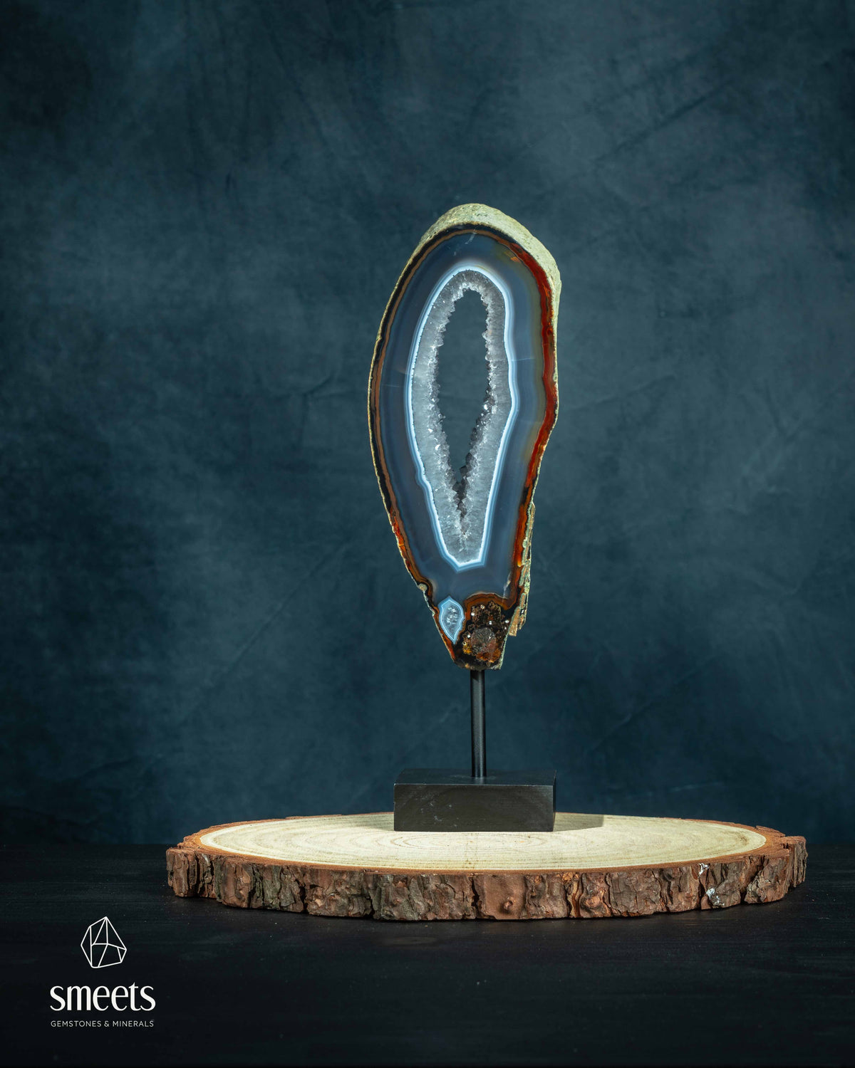 Banded Agate and Quartz Portal on Stand