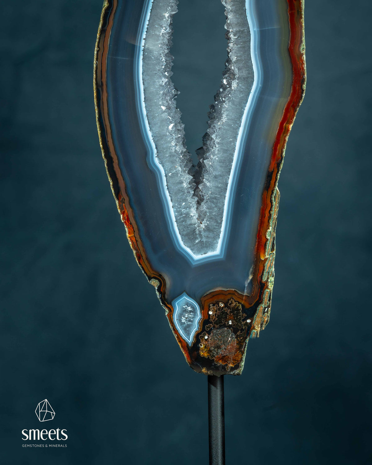 Banded Agate and Quartz Portal on Stand