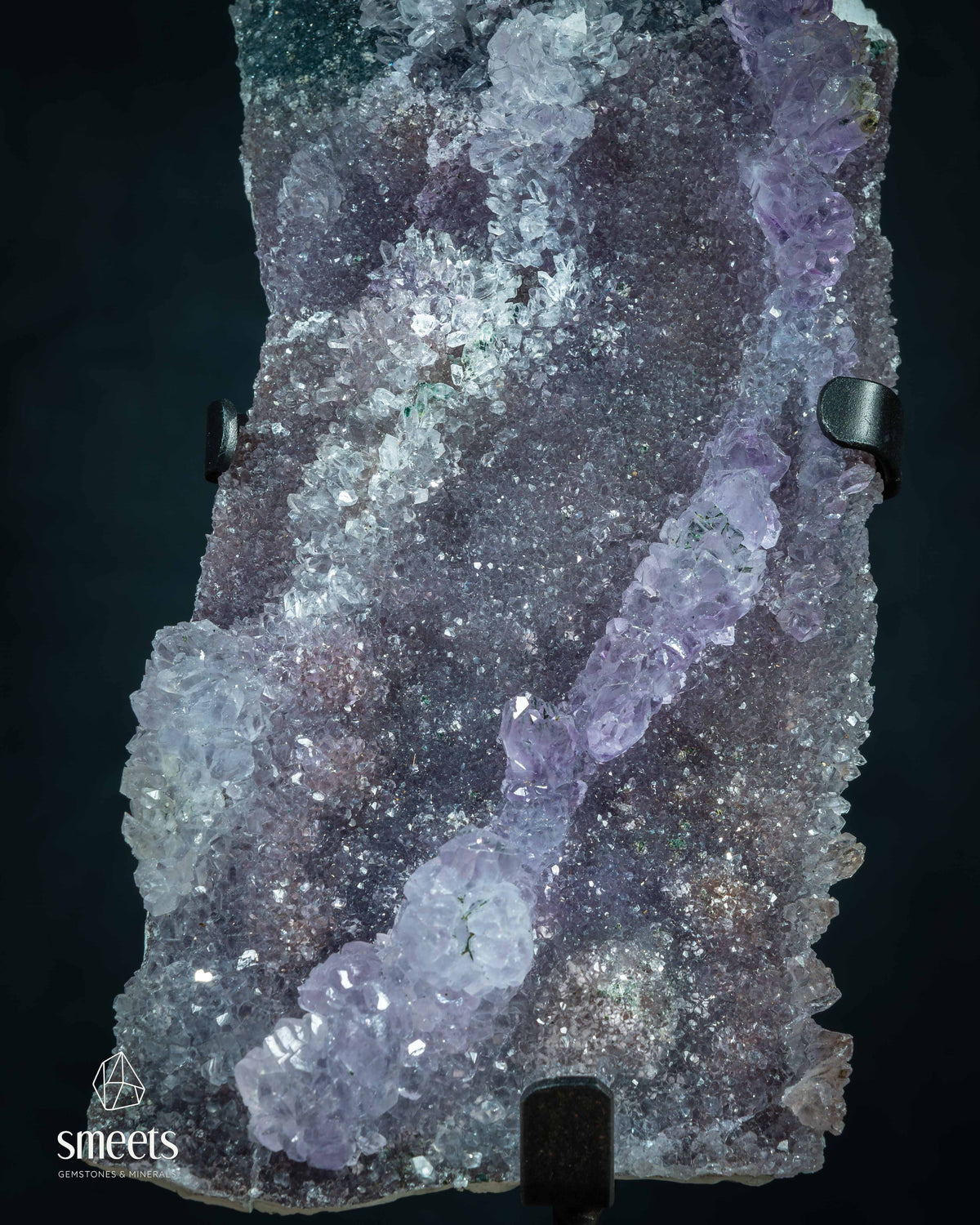Natural Flower Amethyst Druzy Specimen on Stand