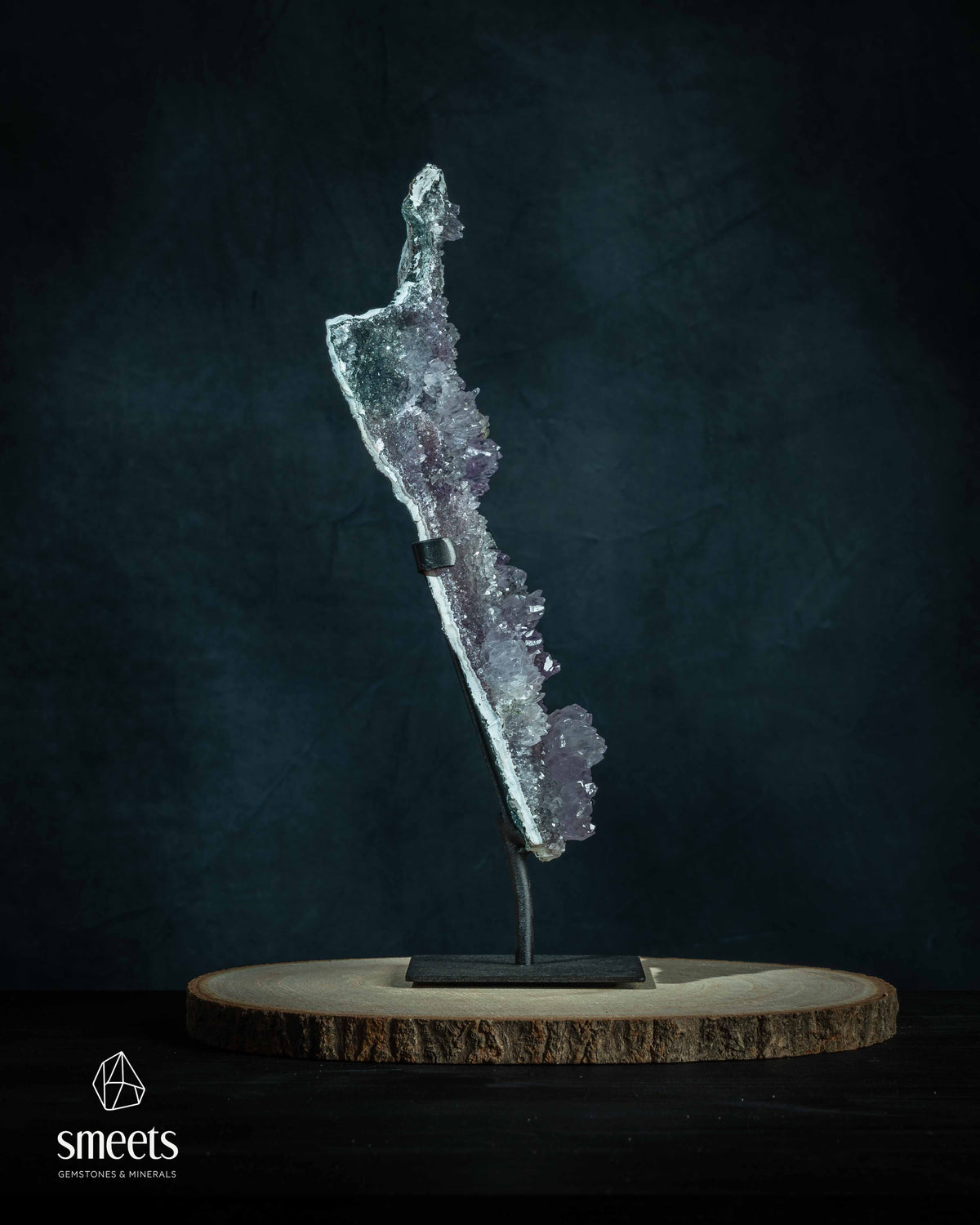 Natural Flower Amethyst Druzy Specimen on Stand