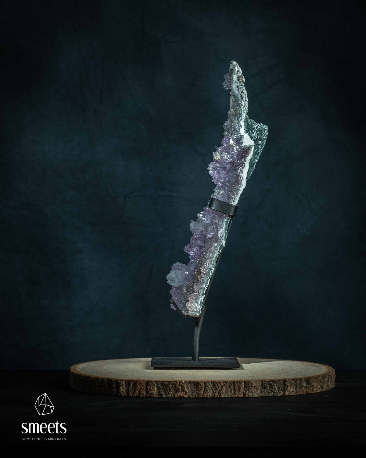 Natural Flower Amethyst Druzy Specimen on Stand