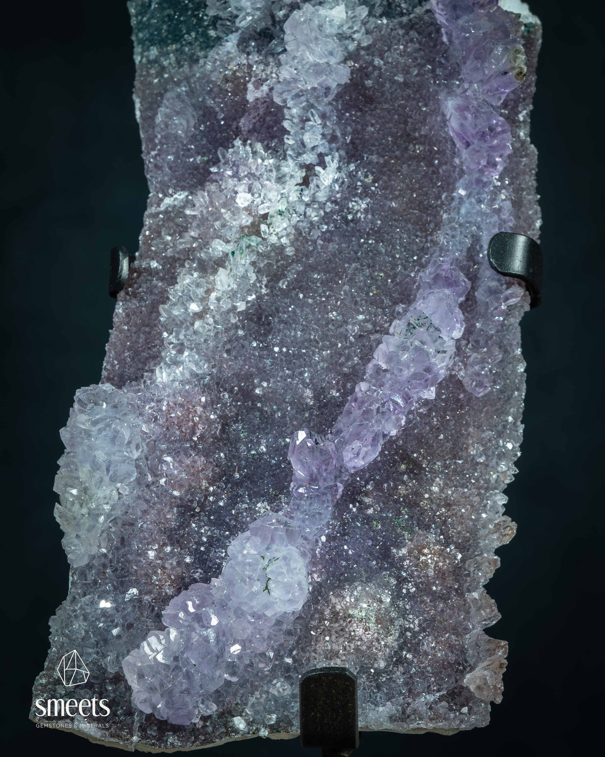 Natural Flower Amethyst Druzy Specimen on Stand