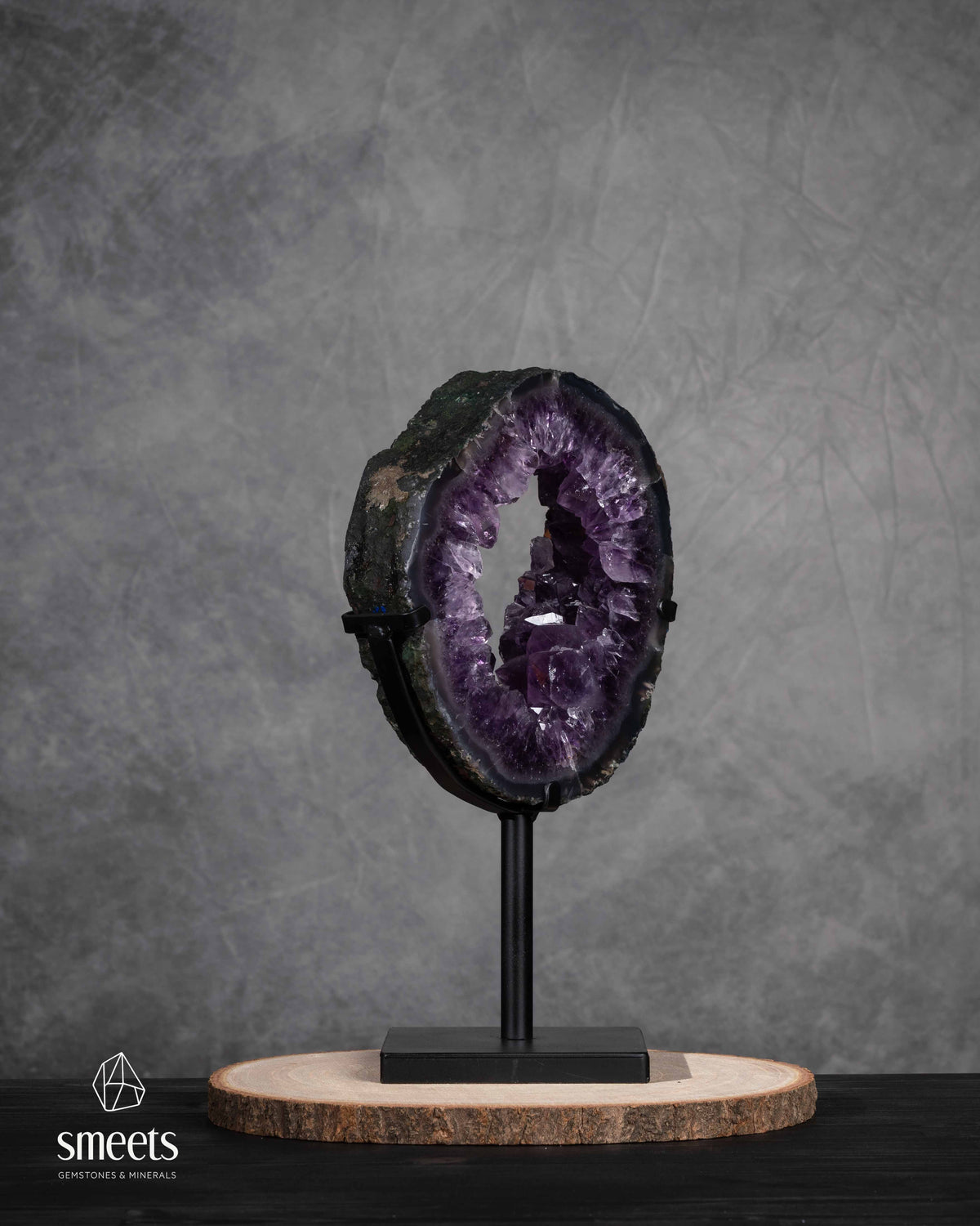 Unique Brazilian Amethyst Crystal Portal on Metal Stand