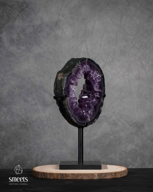 Unique Brazilian Amethyst Crystal Portal on Metal Stand