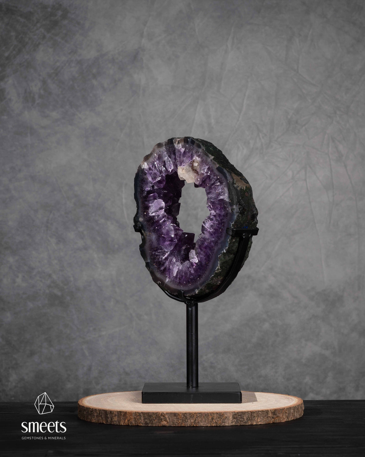 Unique Brazilian Amethyst Crystal Portal on Metal Stand