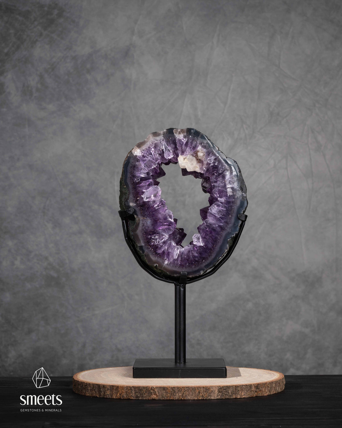 Unique Brazilian Amethyst Crystal Portal on Metal Stand