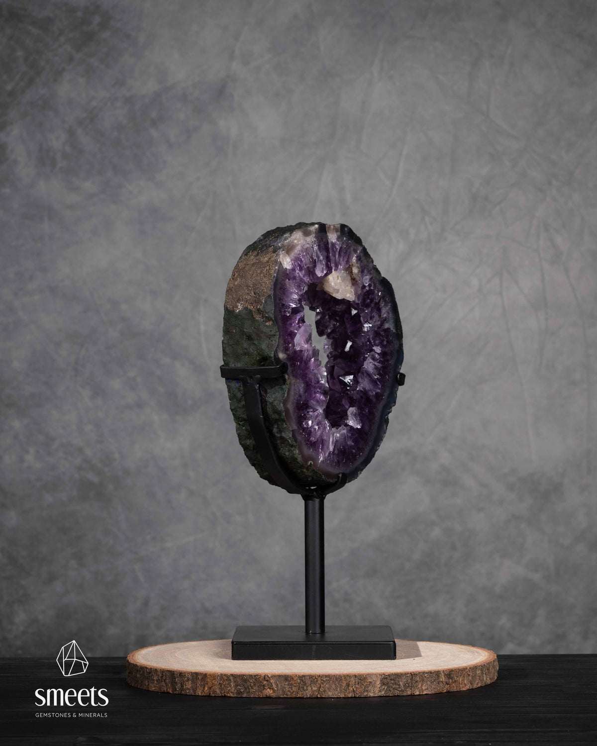 Unique Brazilian Amethyst Crystal Portal on Metal Stand