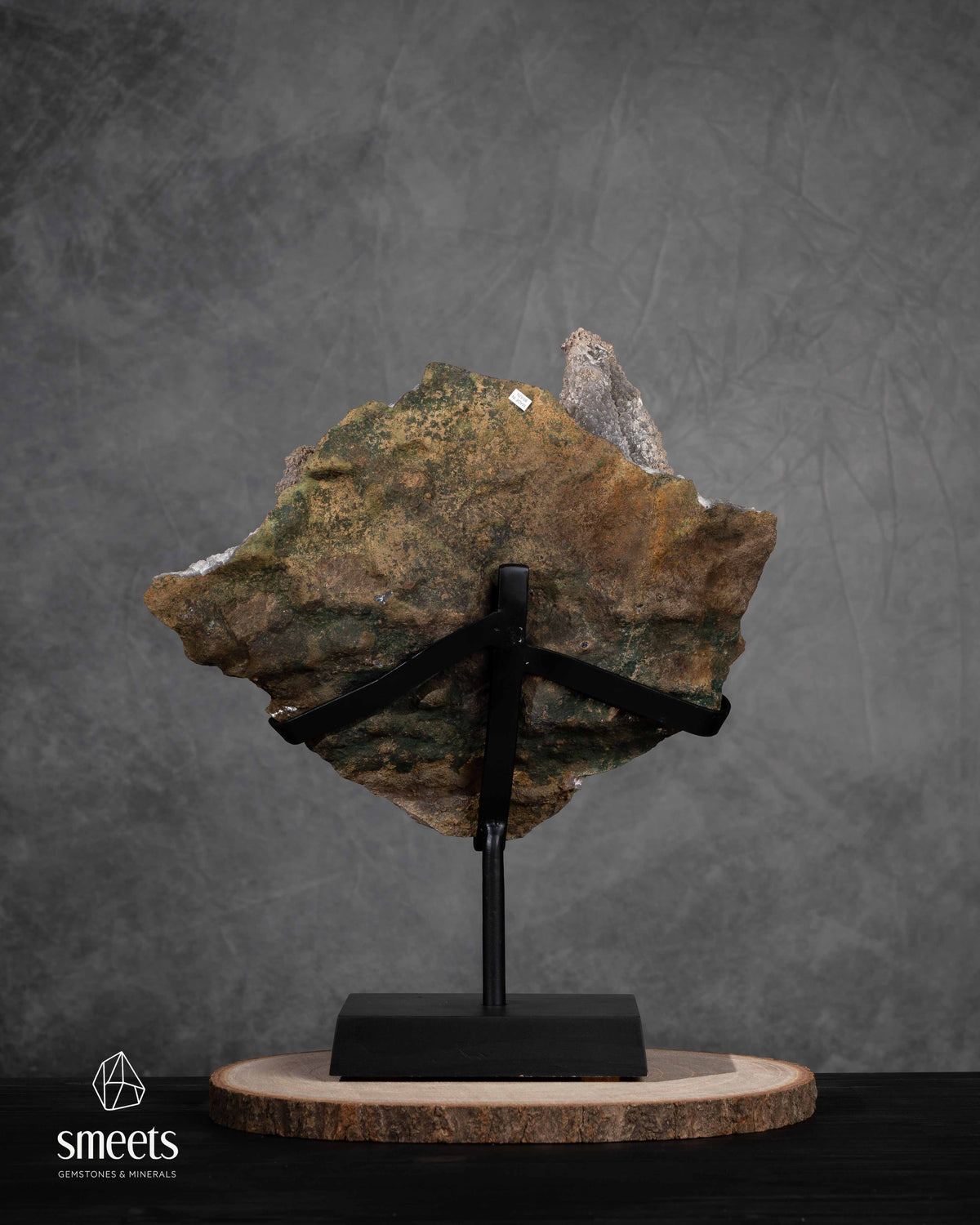 Unique Brazilian Druzy Quartz Stalactite Cluster on Metal Stand
