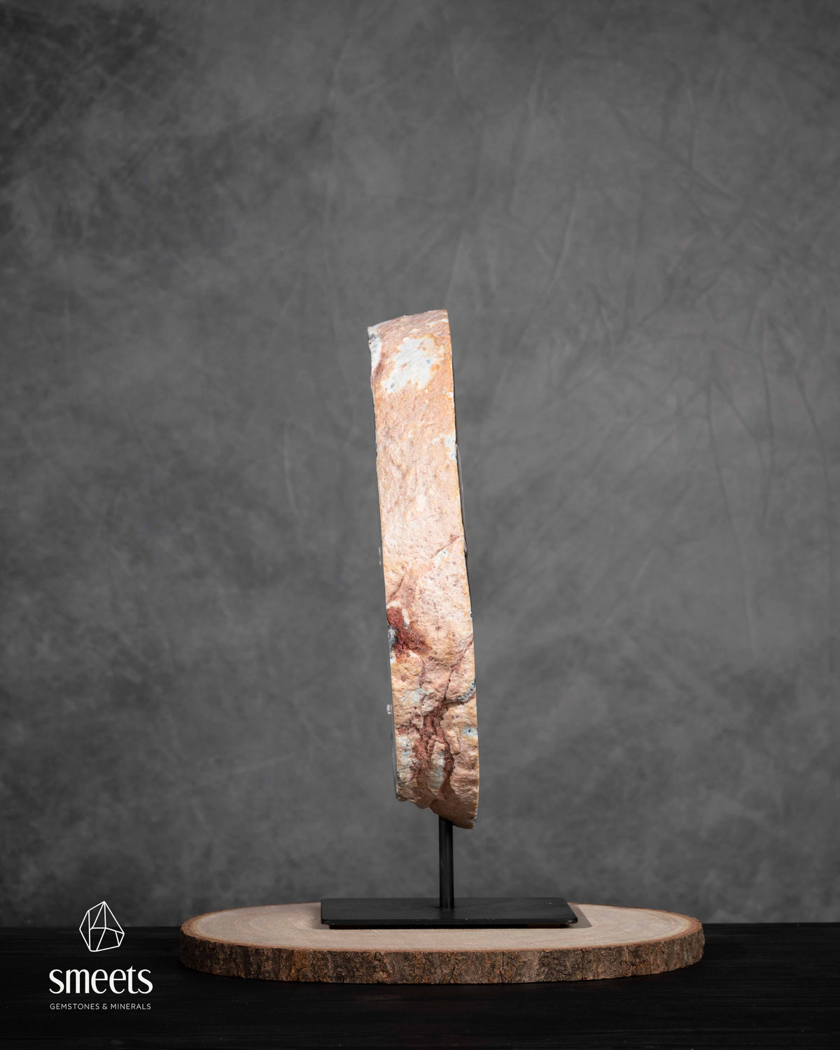 Impressive XL Natural Agate Half Geode Slab with Crystal Cavity on Metal Stand