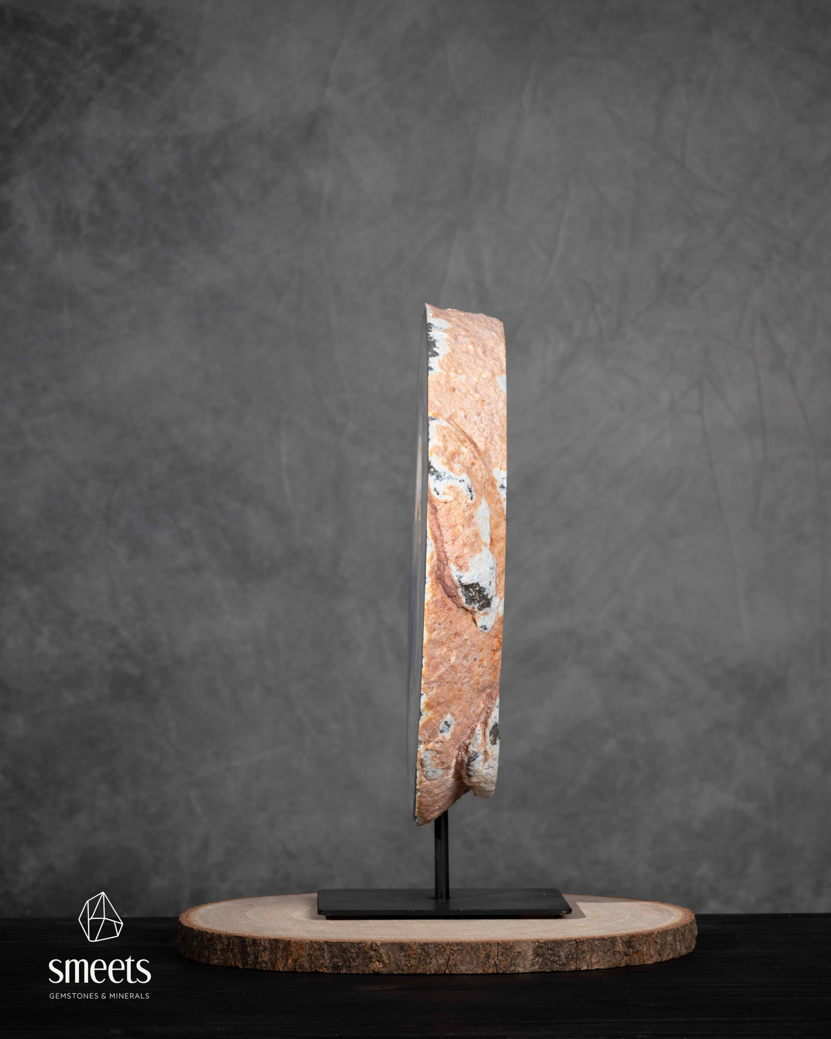 Impressive XL Natural Agate Half Geode Slab with Crystal Cavity on Metal Stand