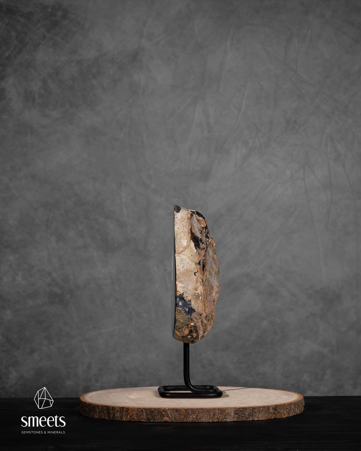 Brazilian Agate Half Geode with White Quartz Centre on Metal Stand