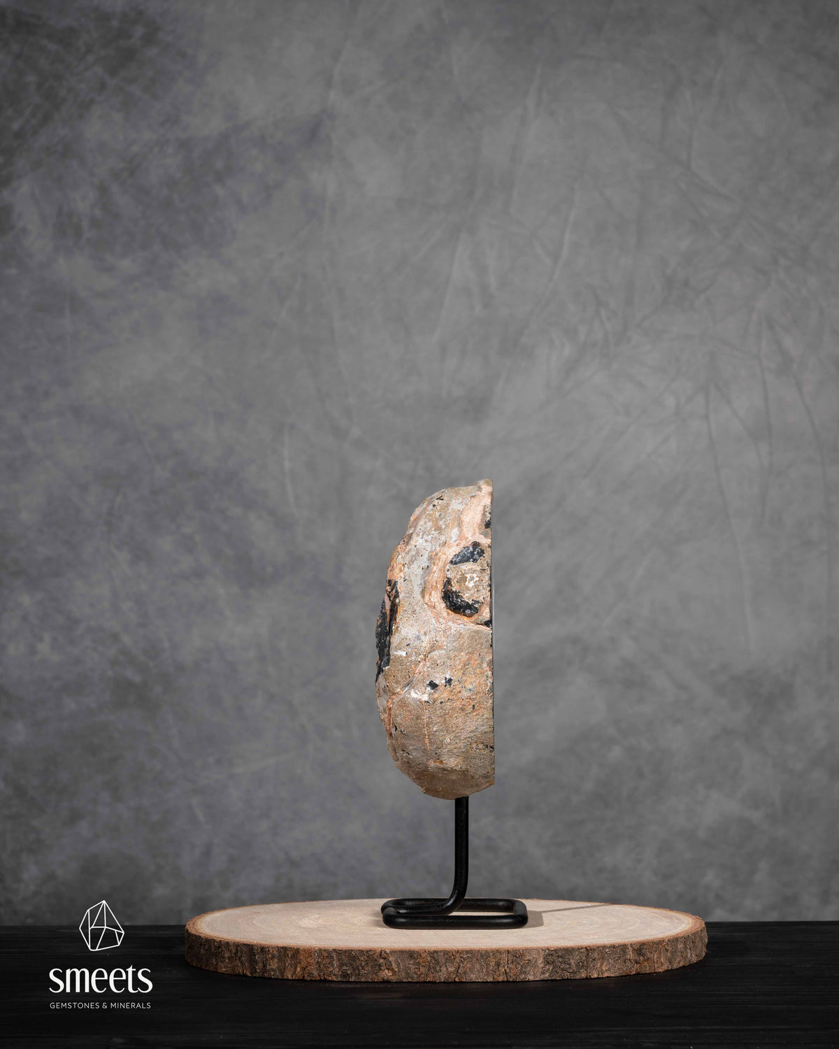 Brazilian Agate Half Geode with White Quartz Centre on Metal Stand