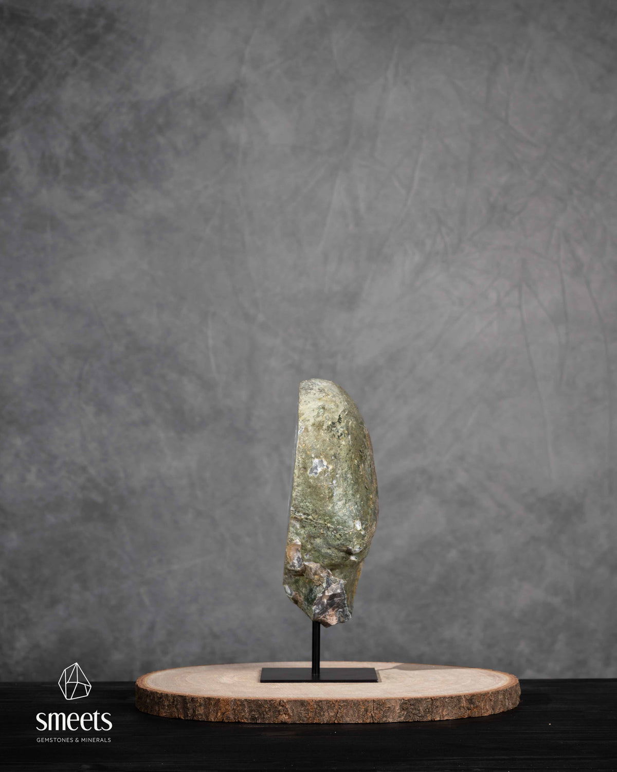 Brazilian White Agate Half Geode with Druzy Quartz Centre on Metal Stand