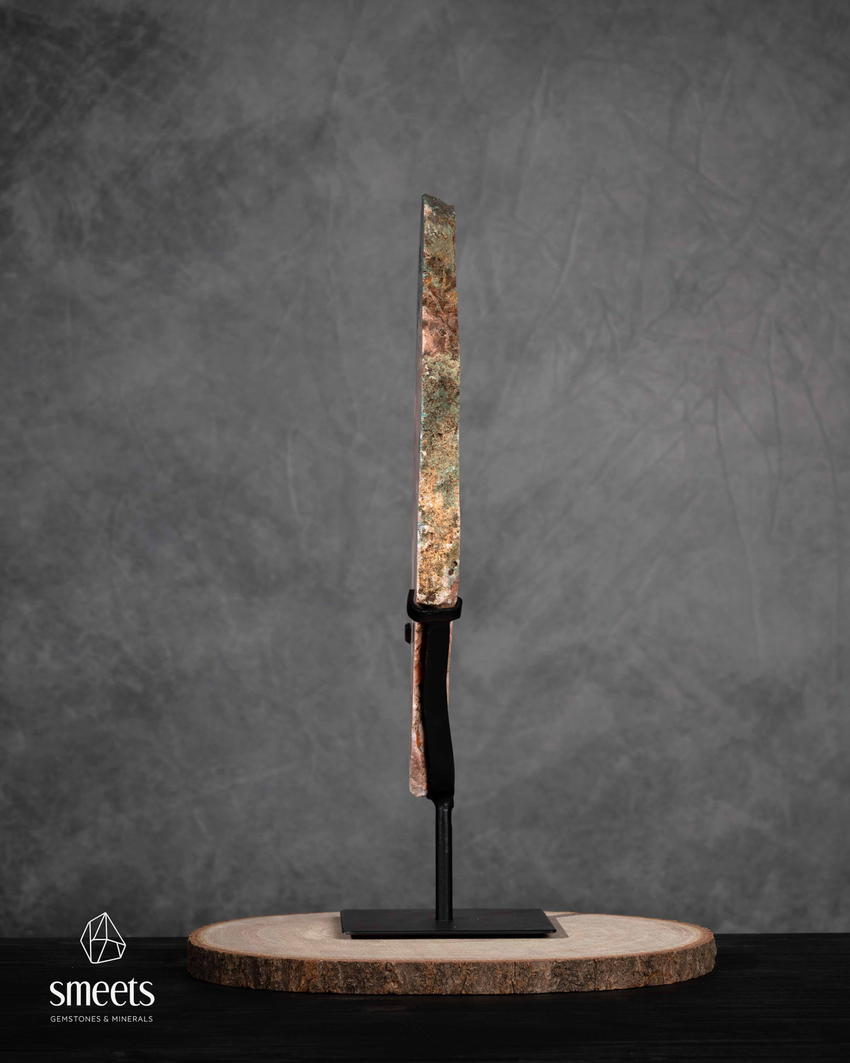 Large Pink Amethyst Slab with Natural Colour Patterns on Metal Stand