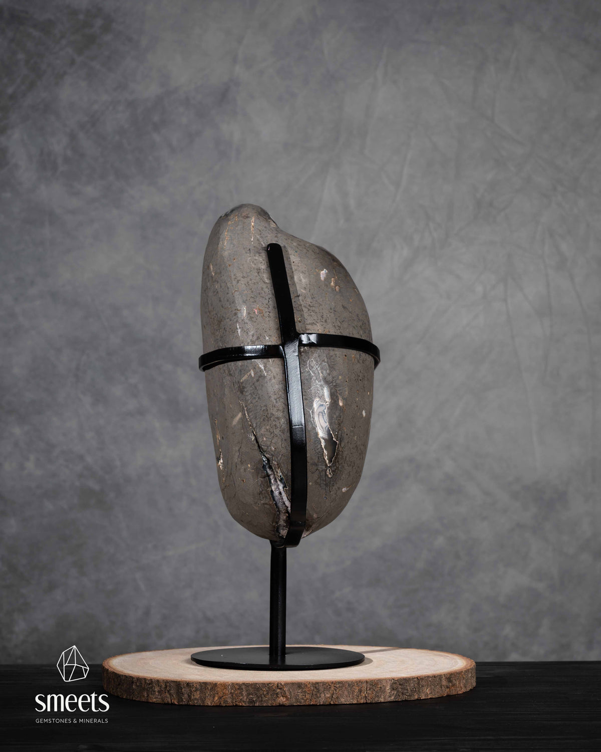 One-of-a-Kind Brazilian Amethyst Geode with Calcite on Metal Stand