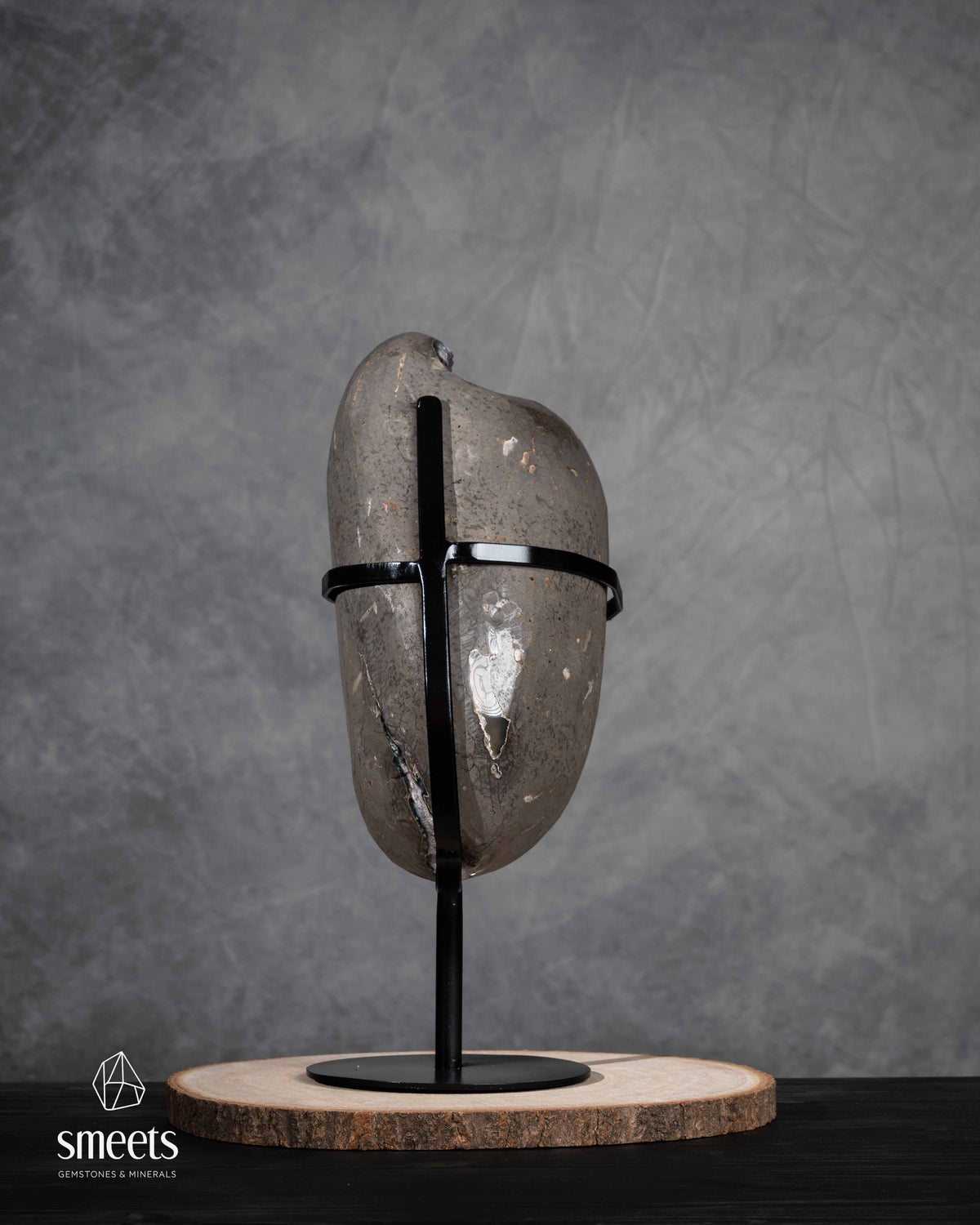 One-of-a-Kind Brazilian Amethyst Geode with Calcite on Metal Stand
