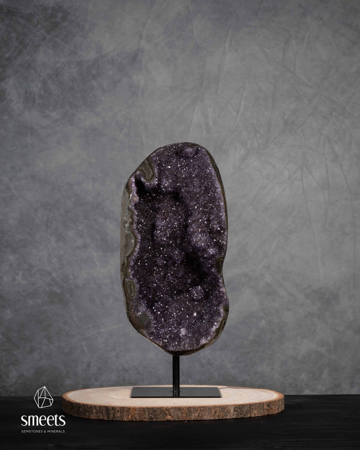 One-of-a-Kind Uruguayan Amethyst Geode on Metal Stand