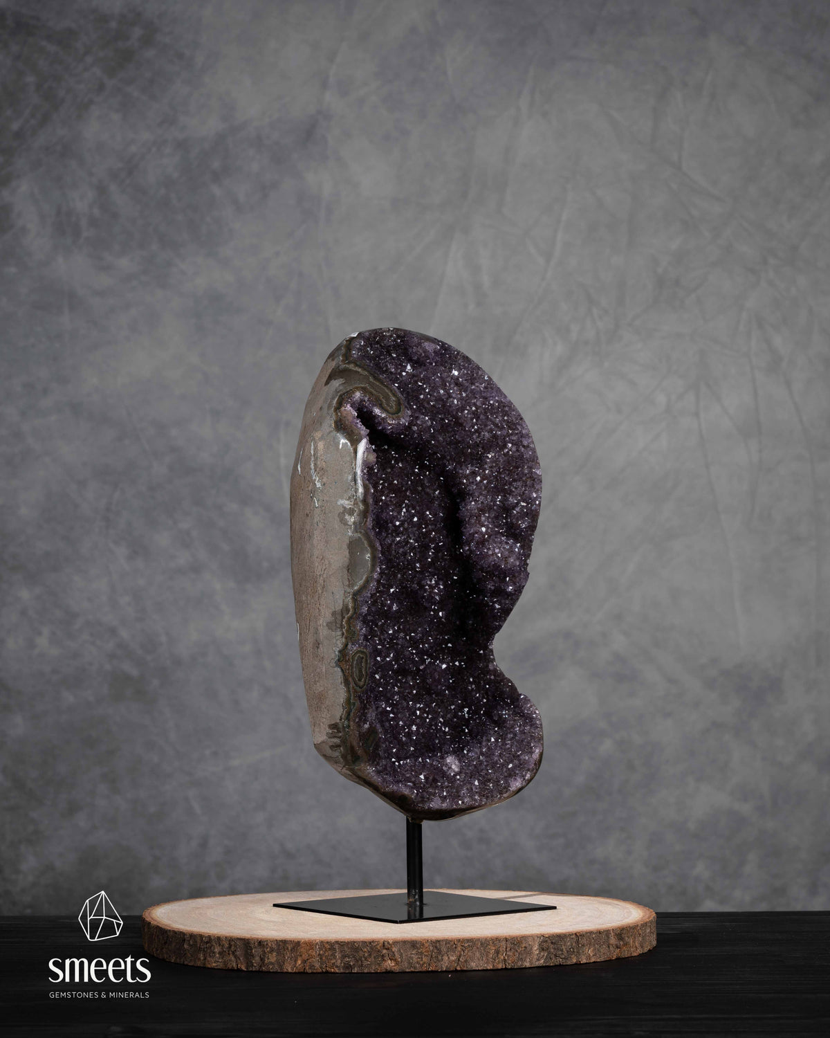 One-of-a-Kind Uruguayan Amethyst Geode on Metal Stand