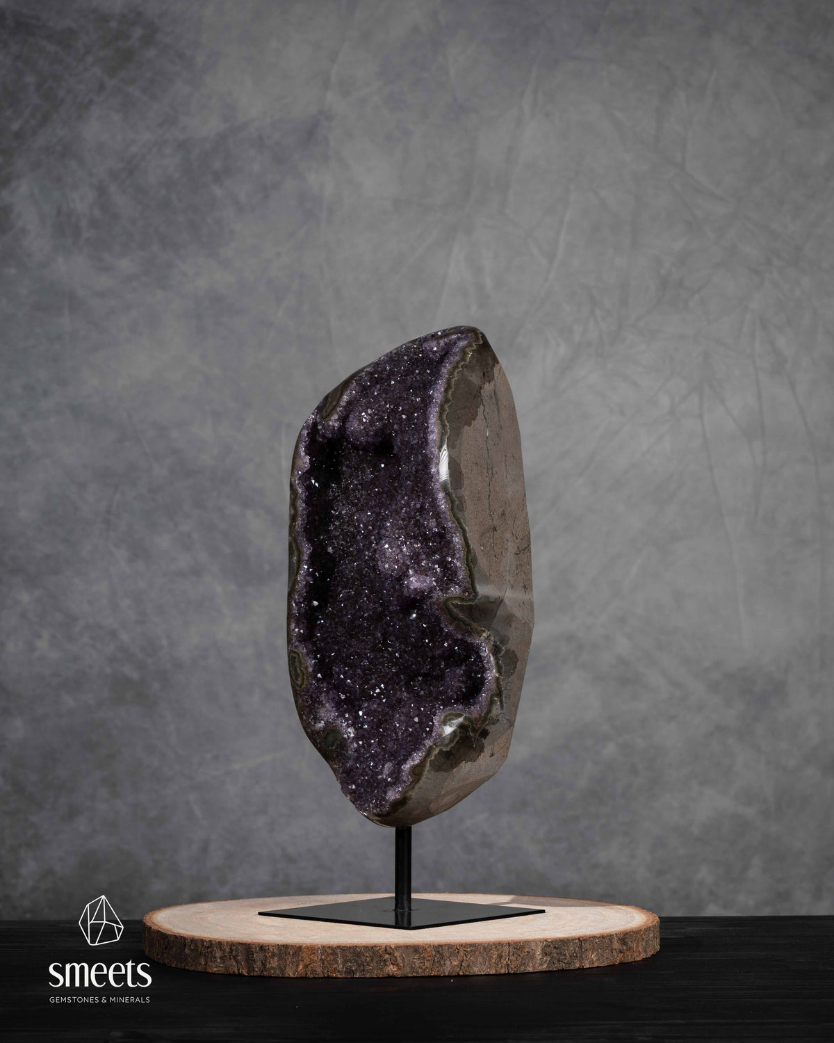One-of-a-Kind Uruguayan Amethyst Geode on Metal Stand