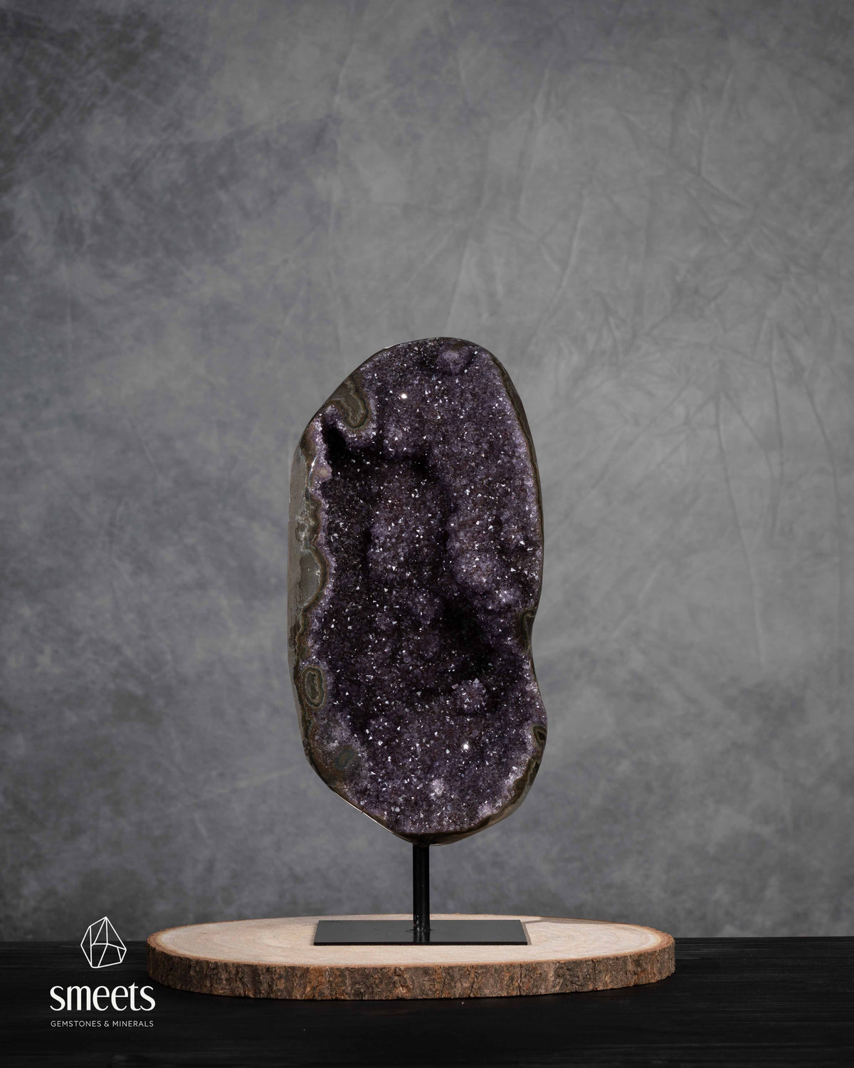 One-of-a-Kind Uruguayan Amethyst Geode on Metal Stand