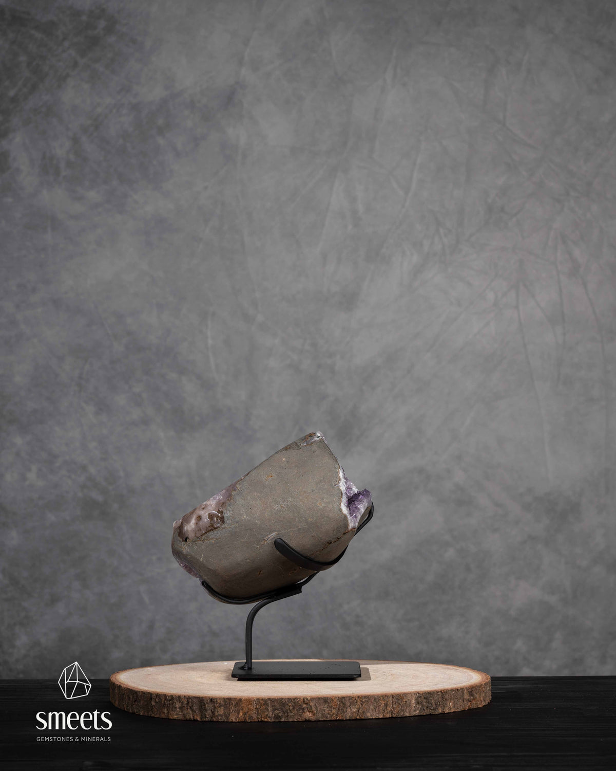 Unique Brazilian Amethyst Portal Geode on Metal Stand