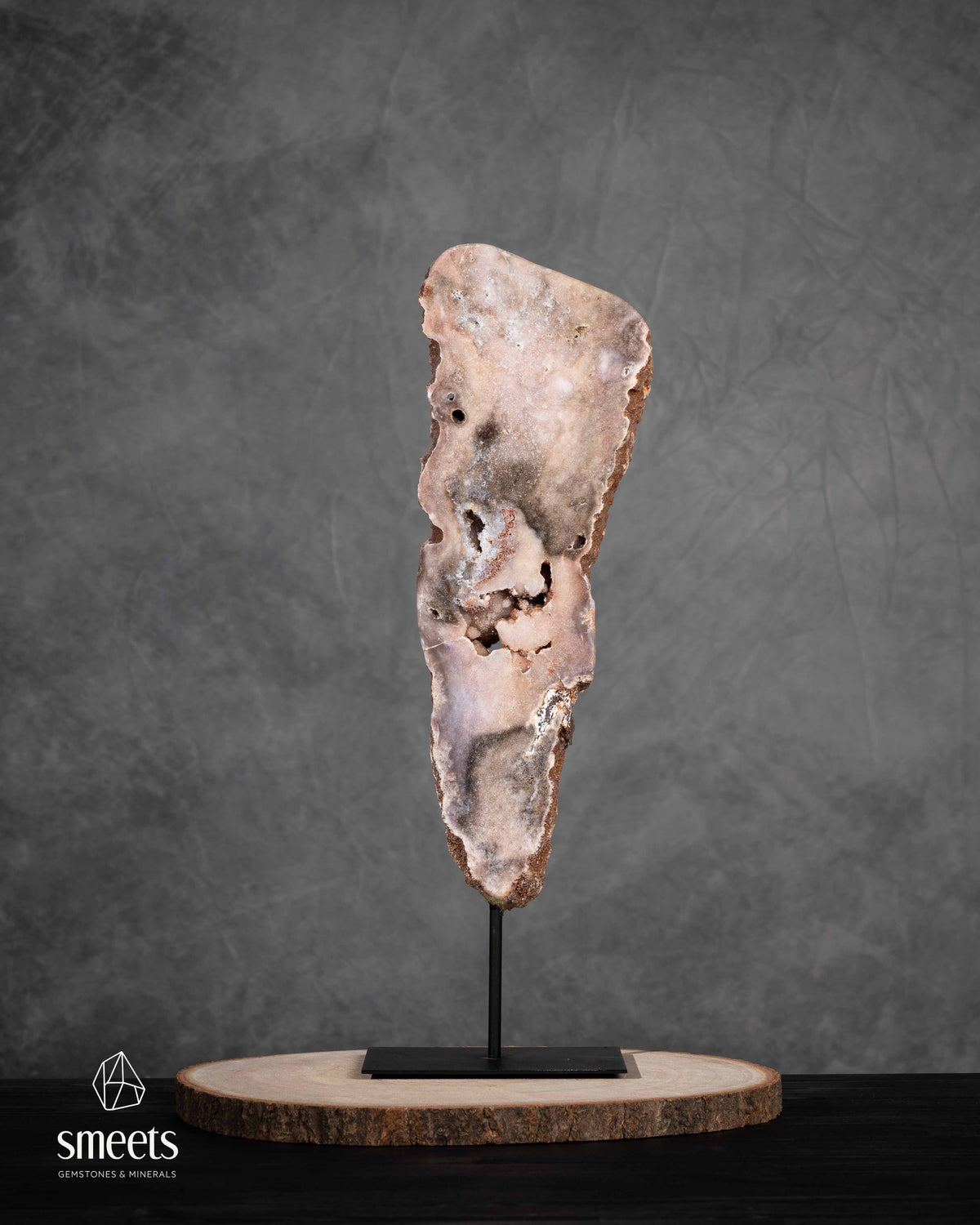 Unique XL Brazilian Pink Amethyst Slab on Metal Stand