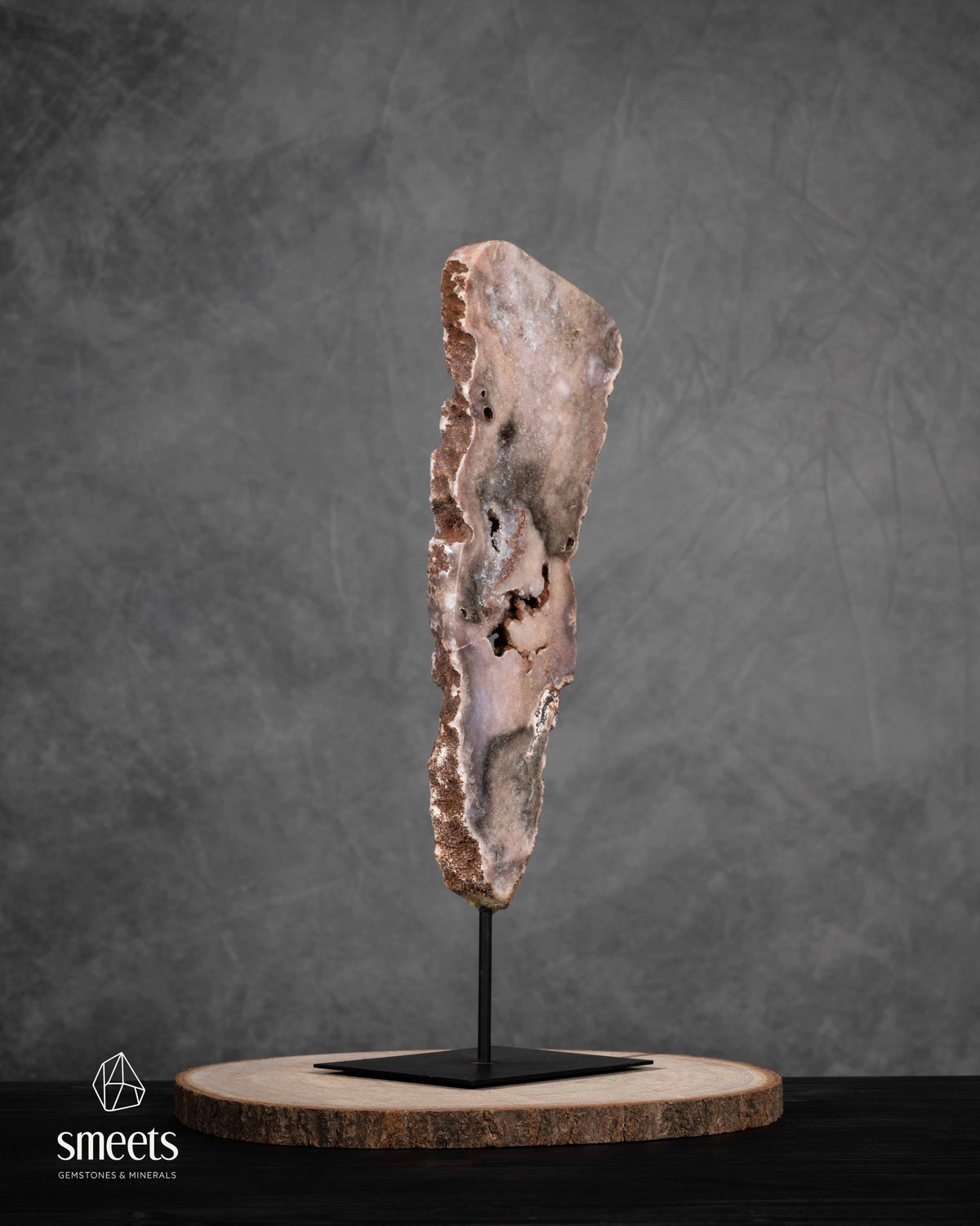 Unique XL Brazilian Pink Amethyst Slab on Metal Stand