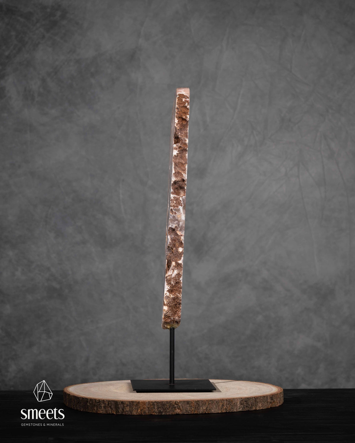 Unique XL Brazilian Pink Amethyst Slab on Metal Stand