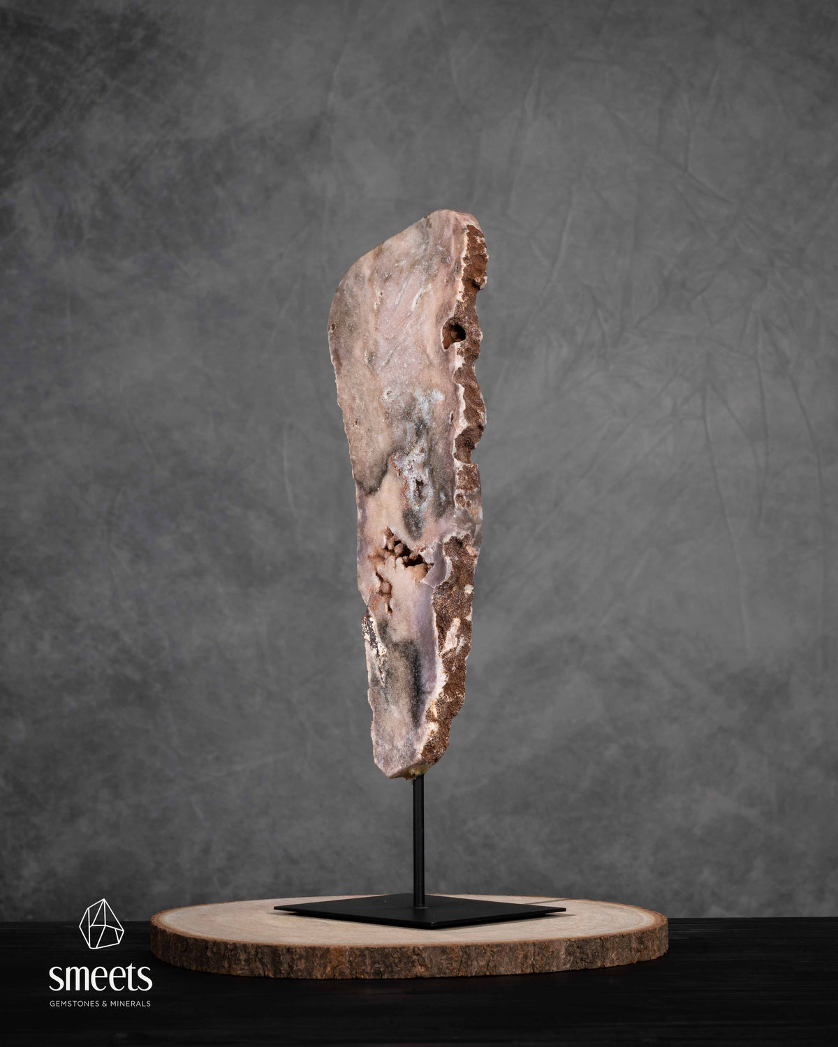 Unique XL Brazilian Pink Amethyst Slab on Metal Stand