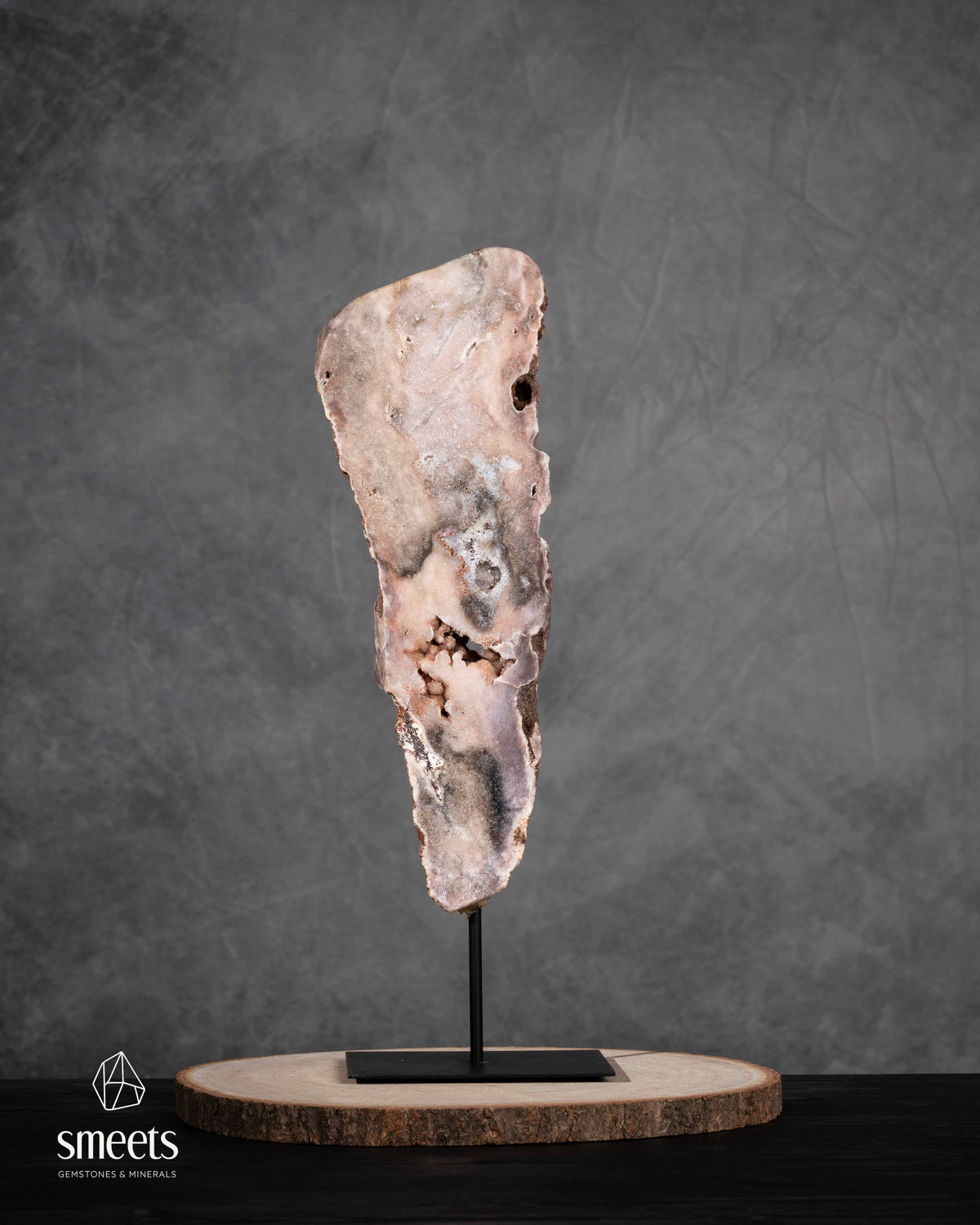 Unique XL Brazilian Pink Amethyst Slab on Metal Stand