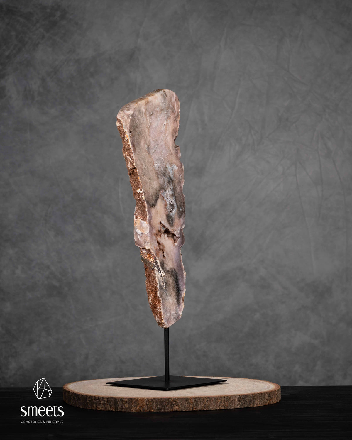 Unique XL Brazilian Pink Amethyst Slab on Metal Stand