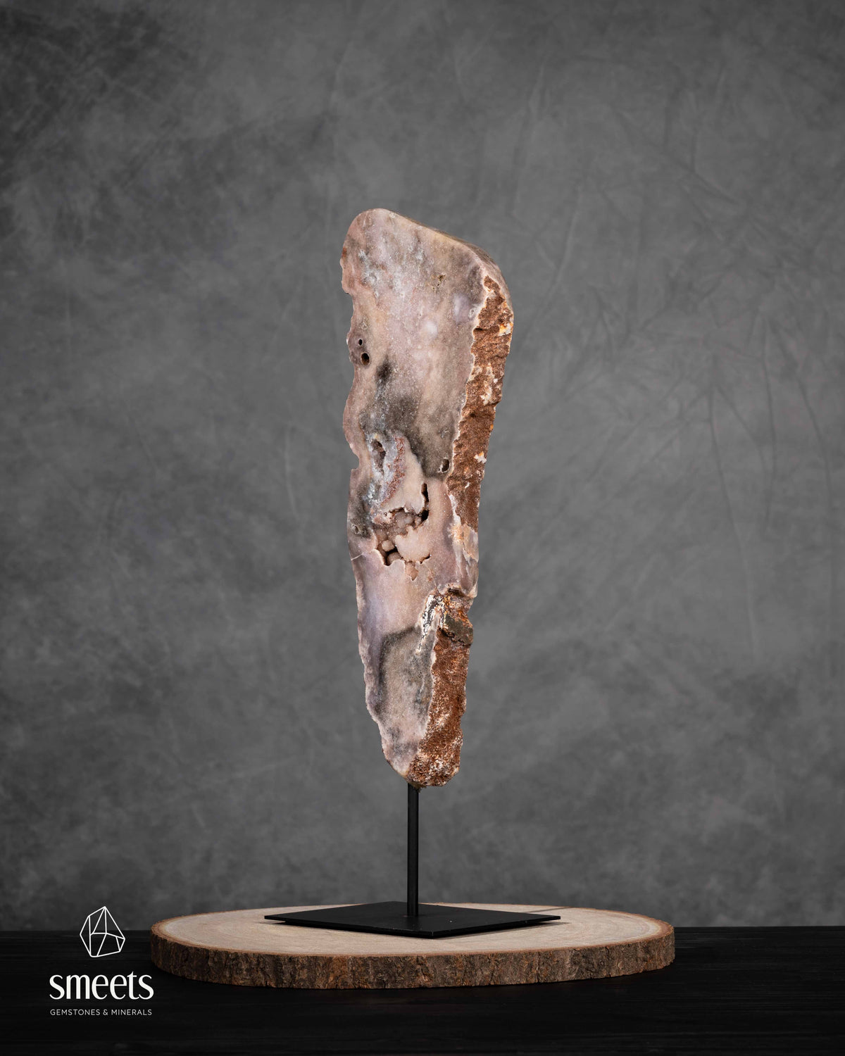 Unique XL Brazilian Pink Amethyst Slab on Metal Stand