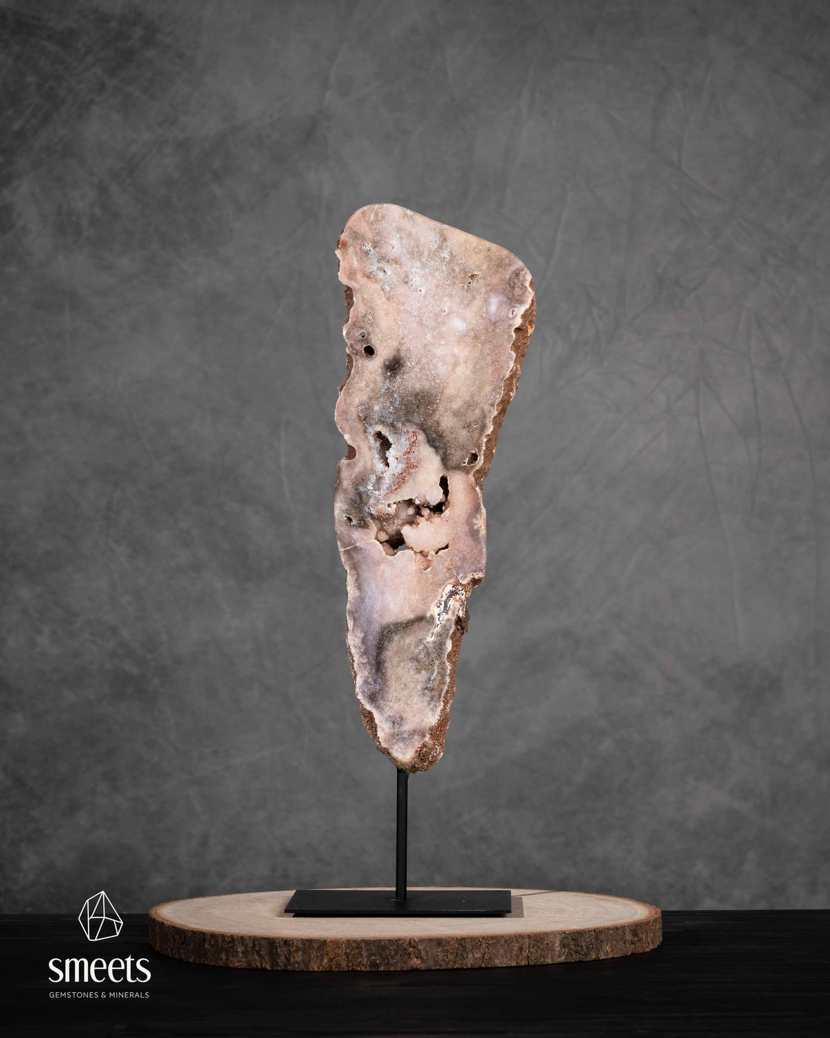 Unique XL Brazilian Pink Amethyst Slab on Metal Stand